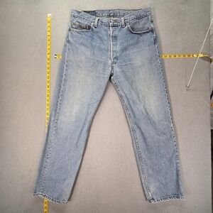 VTG Levis 501 Jeans Mens Light Wash Straight Denim Button Fly USA Fits 33x29